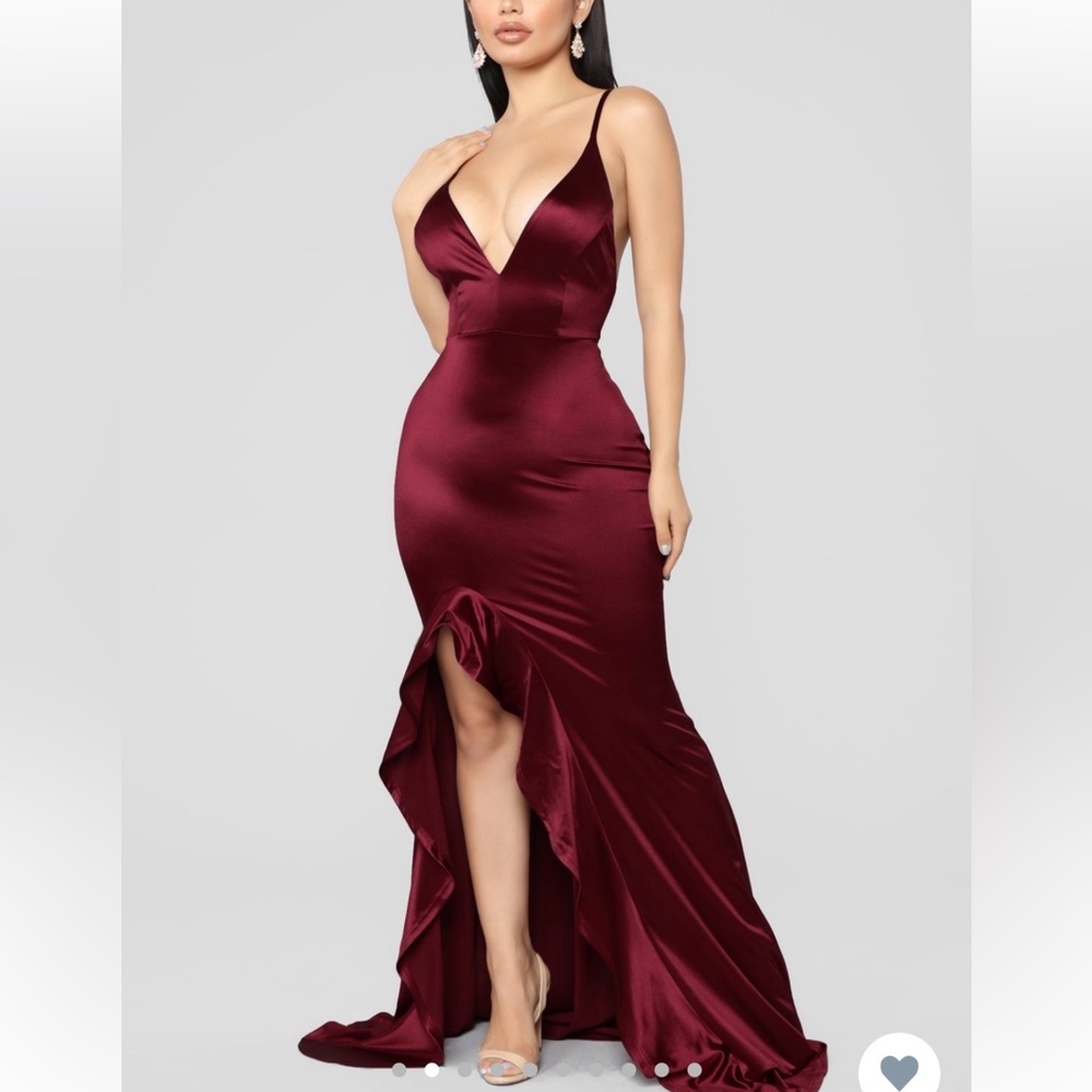 Temporary Love Satin Mermaid Dress - Wine